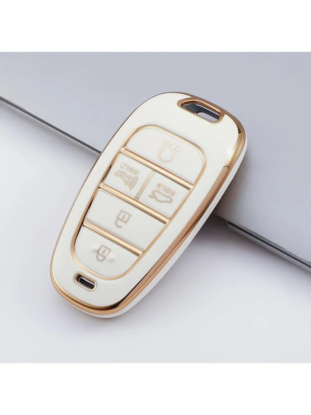 Soft TPU Key Fob Cover with Leather Keychain - 360° Protection for 2020-2023